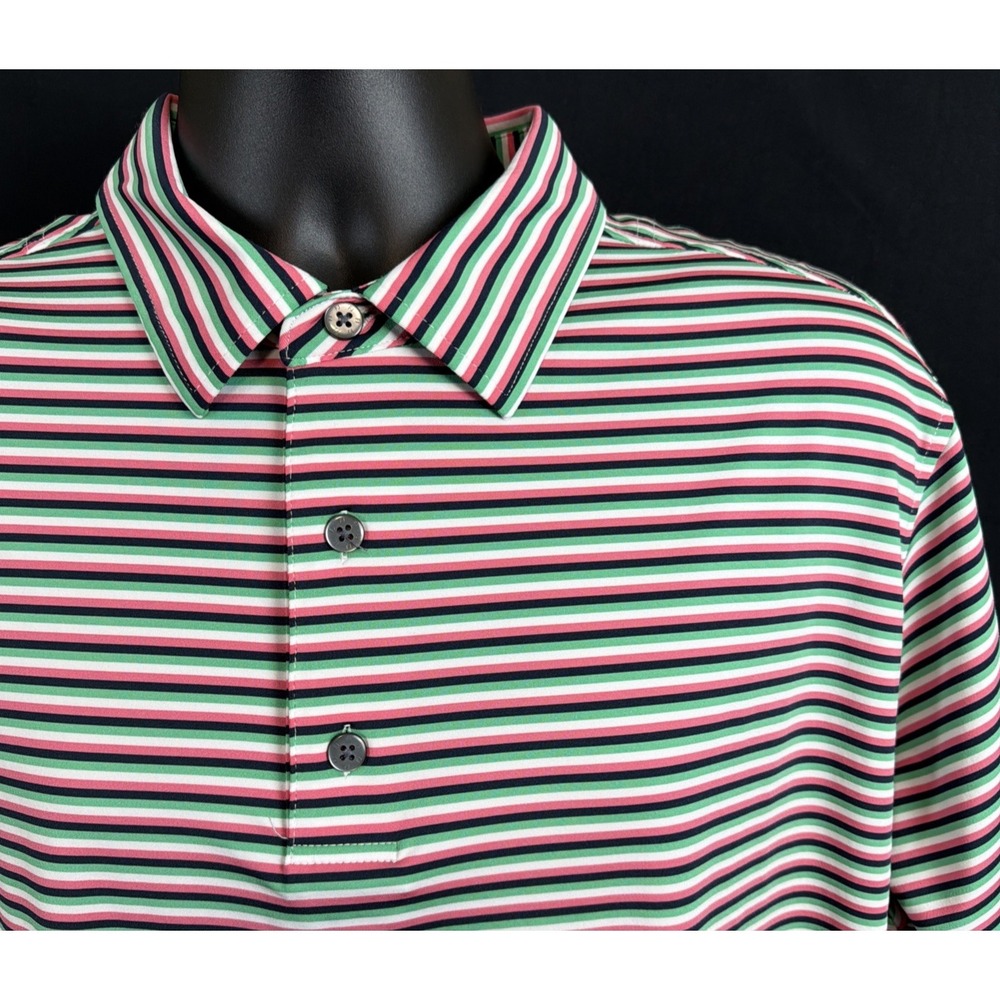 FootJoy Polo Shirt Mens XL Multi Colored Striped Golf Performance Stretch LOGO